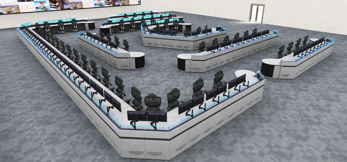 安防指揮中心控制臺效果圖